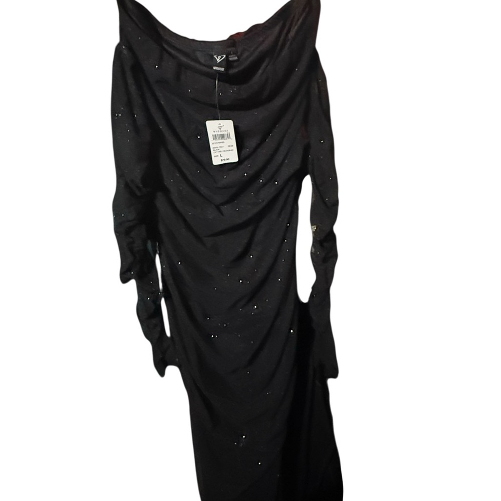 Windsor Black Long Sleeve Cowl Neck Gown